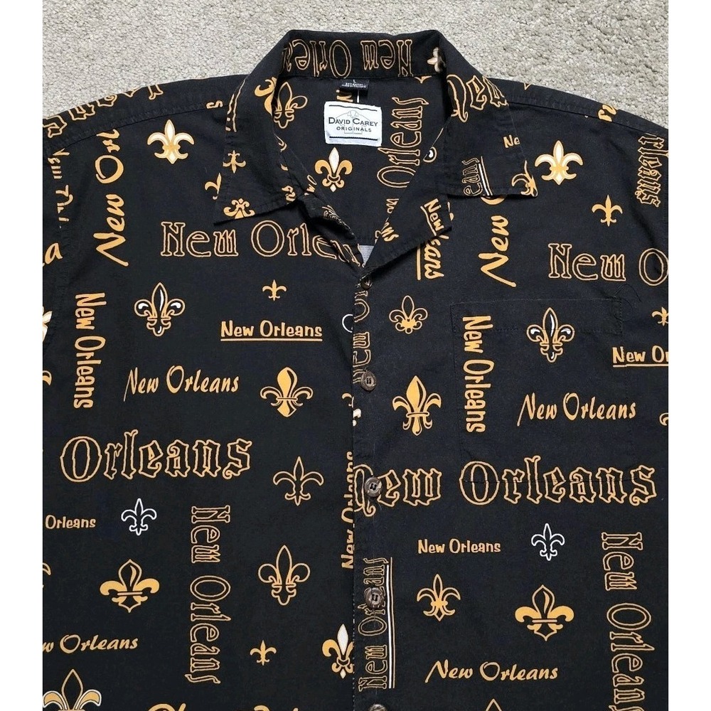 David Carey Originals Mens Shirt New Orleans Saints size XL Black Button Up - Picture 3 of 12